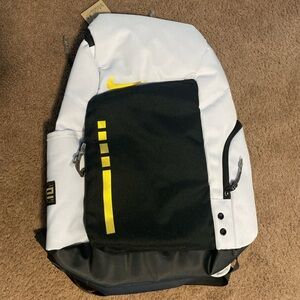 Nike Black and White Backpack with Yellow Highlights